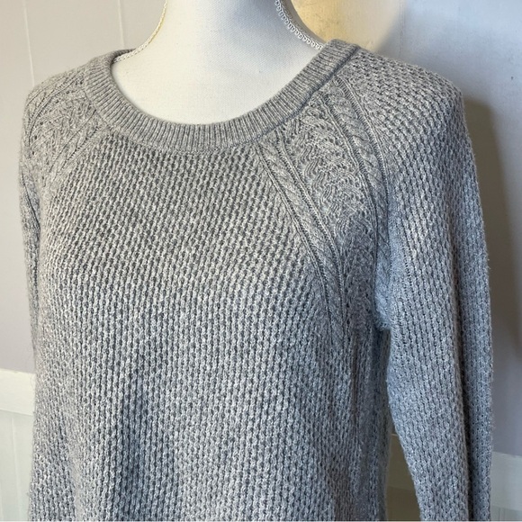 LOFT Pullover Crewneck Knit Sweater Women Size M Cotton Wool Blend Knit Gray - Picture 2 of 12